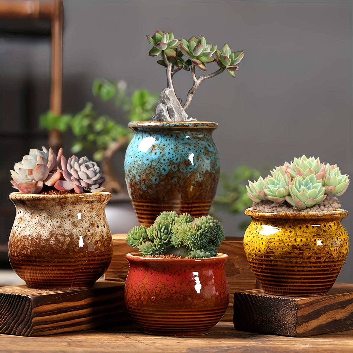 Ma boutique 4 pots Cache pots céramique différentes formes