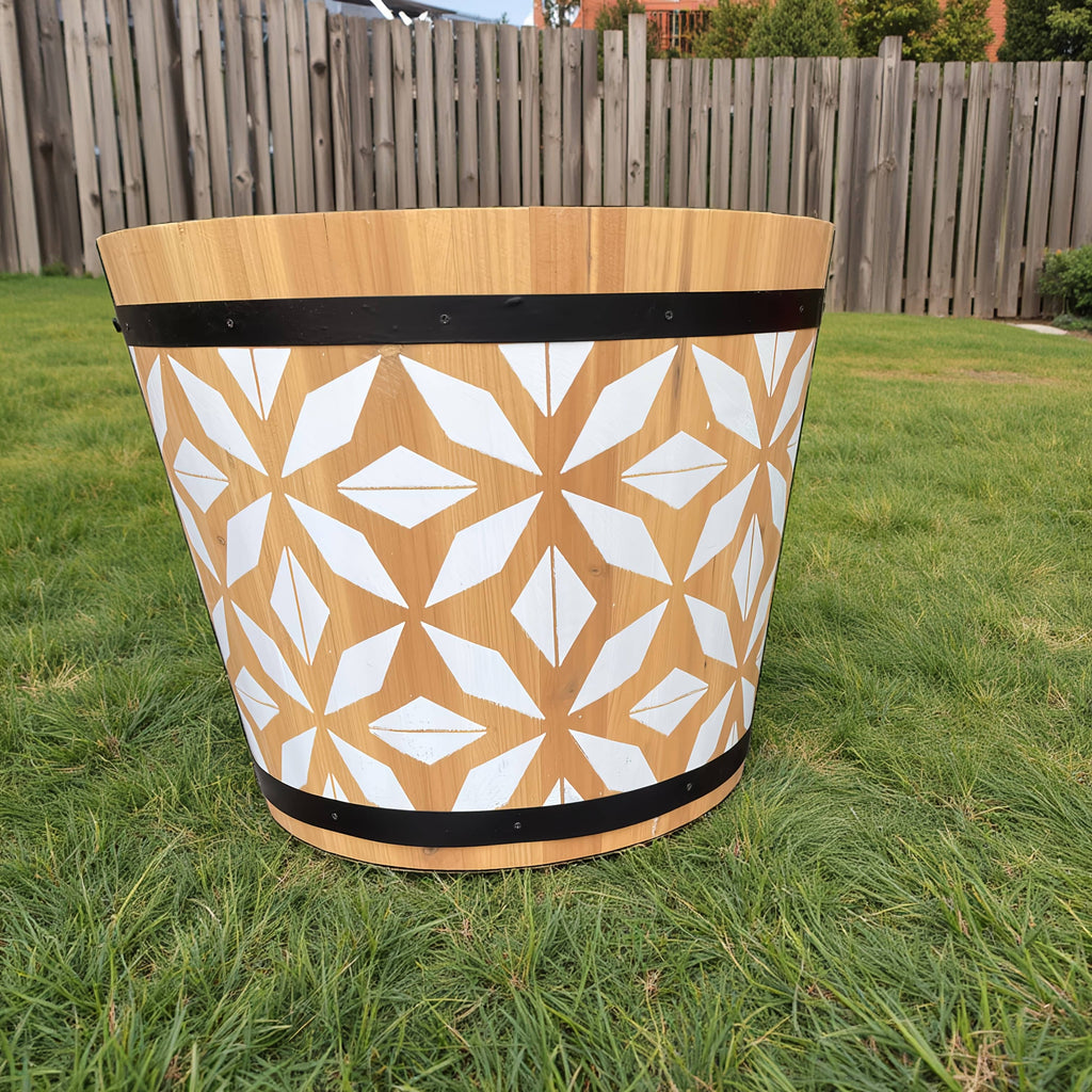 Ma boutique Blanc grand cache pot bois