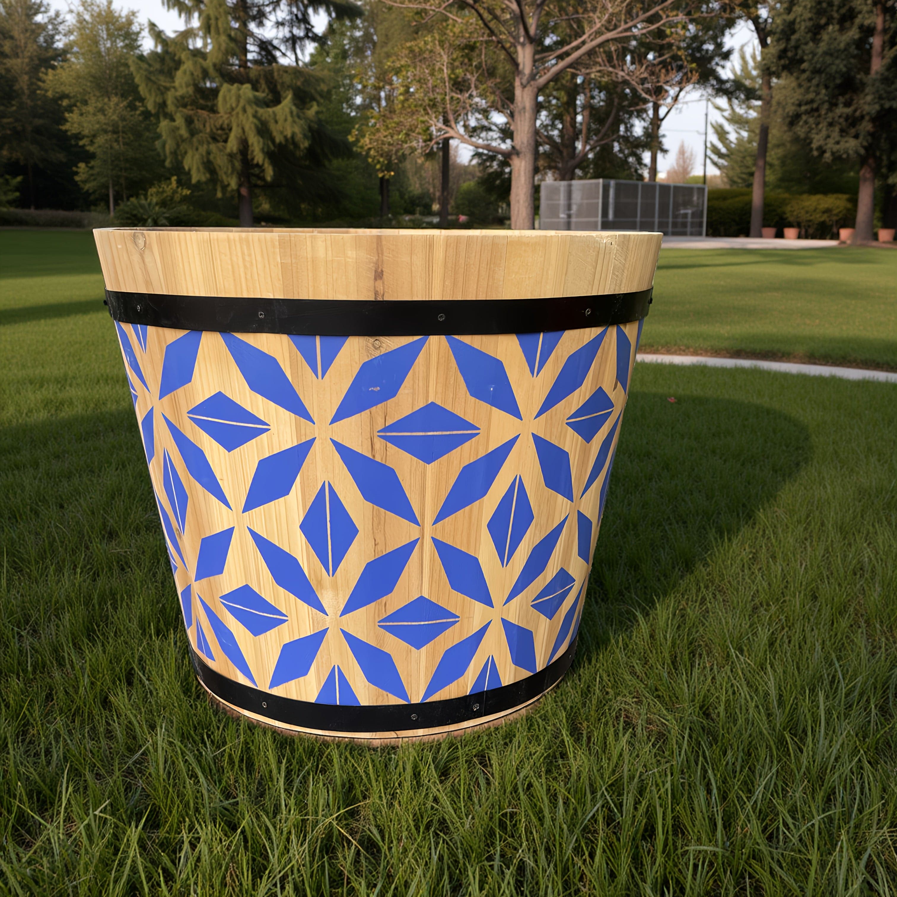 Ma boutique Bleu grand cache pot bois