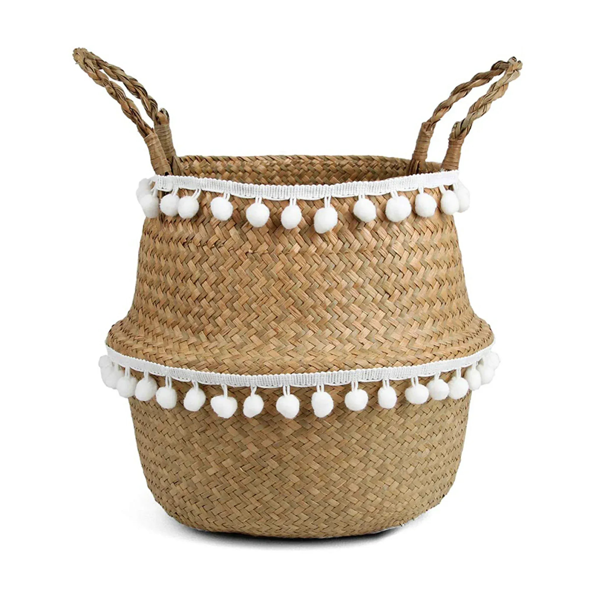 Ma boutique 22x23cm panier en osier cache pot avec franges