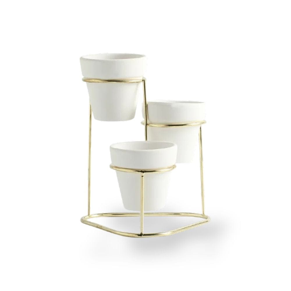Ma boutique Blanc & Or Petit cache pot céramique suspendu