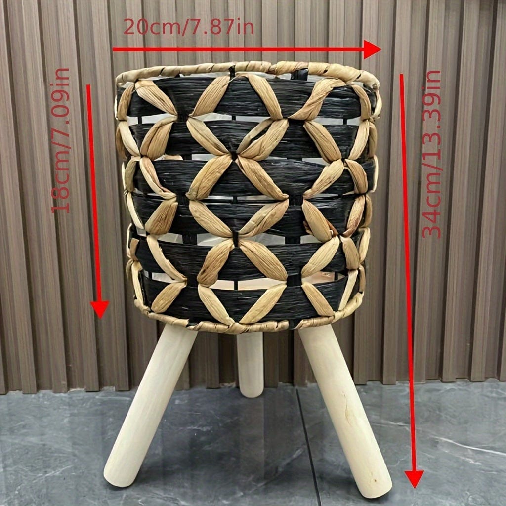 Ma boutique petit cache-pot sur pied noir tressé