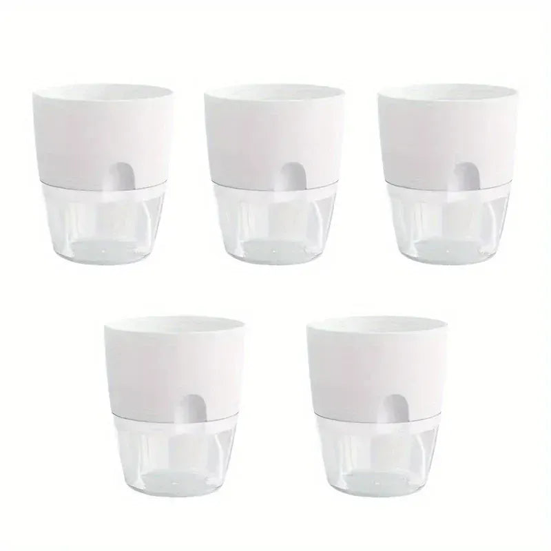 Ma boutique 5 pots blanc Pot en plastique transparent pour plantes