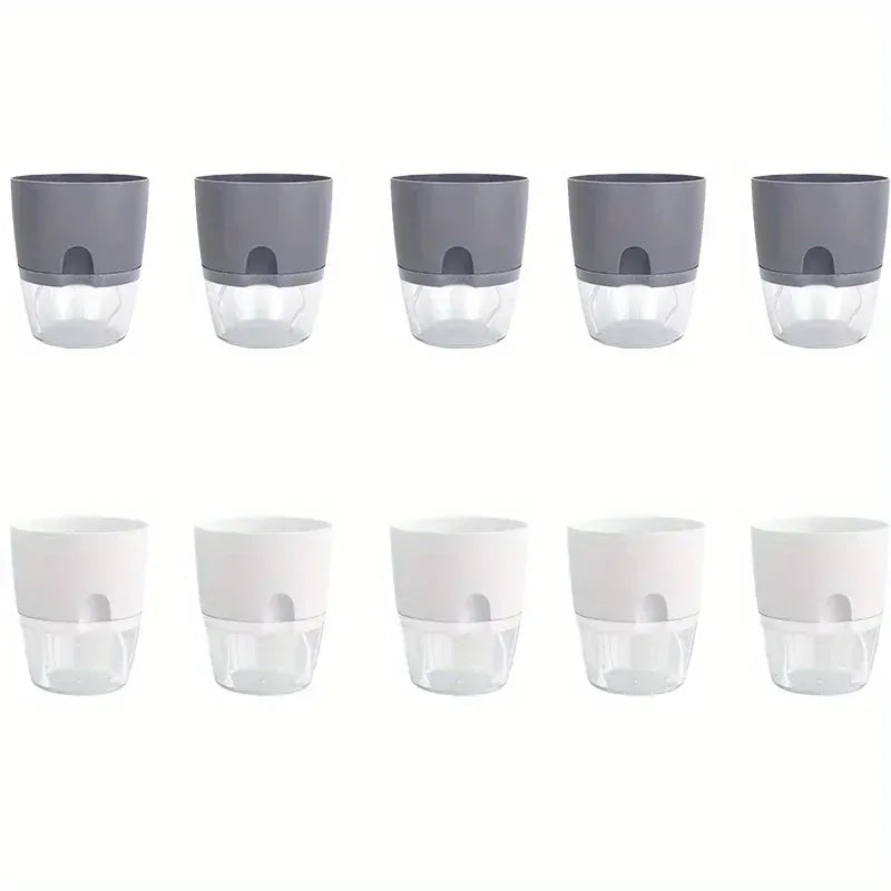 Ma boutique 5 pots blanc + 5 pots gris Pot en plastique transparent pour plantes