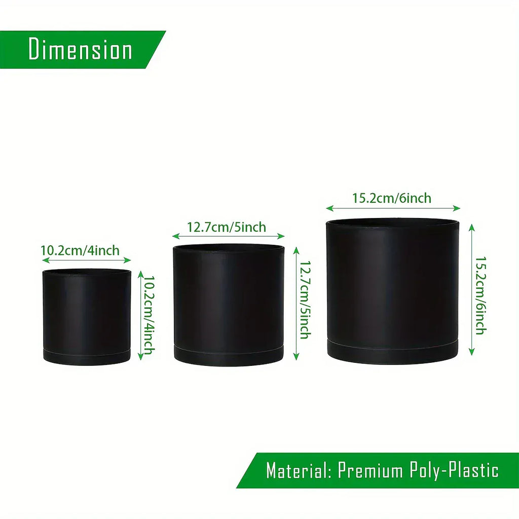 Ma boutique Les 3 cache-pots Pot plastique noir plante